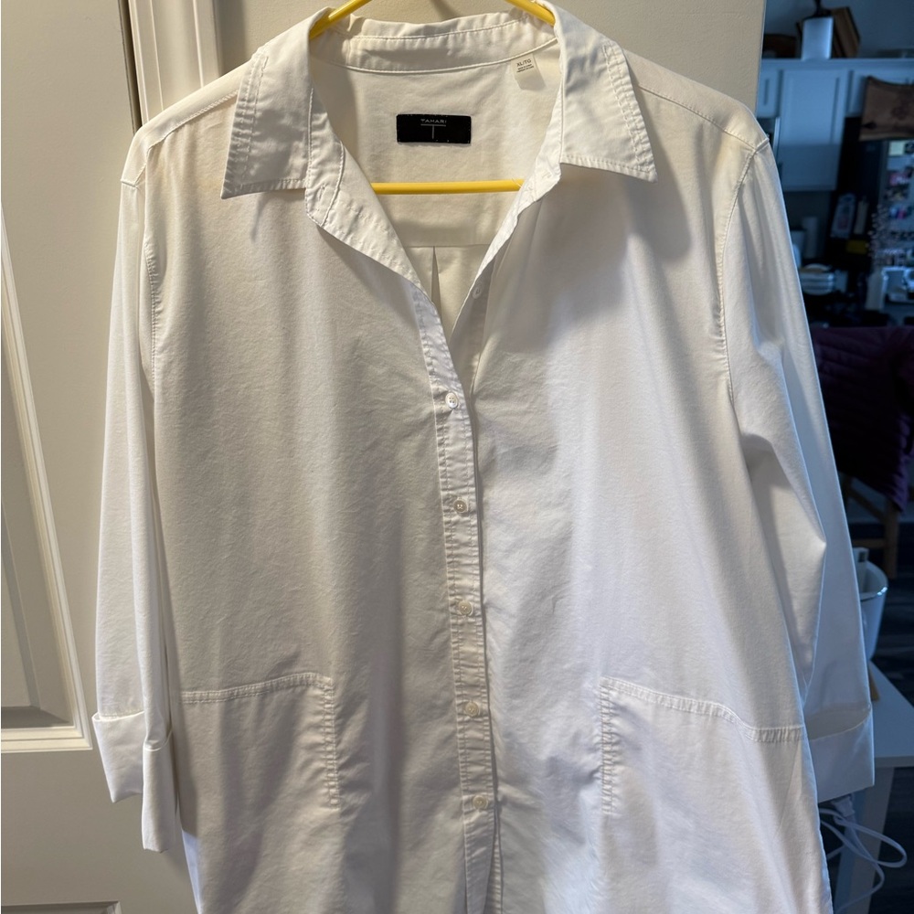 Longer, White Button Down Shirt